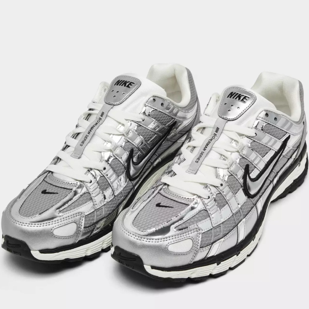 Nike Metallic Silver and White Shoes P-6000